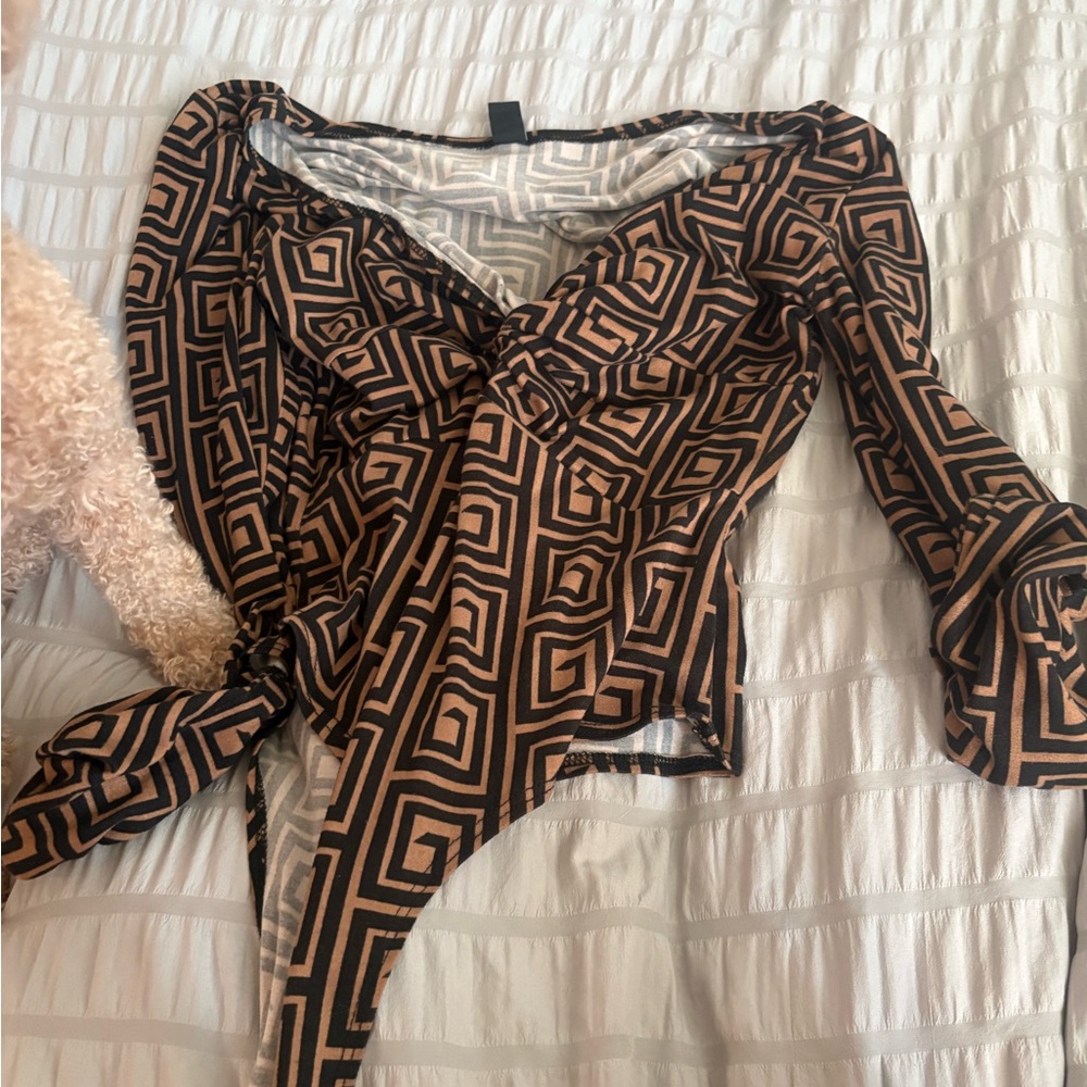 Windsor Black and Tan Geometric Bodysuit